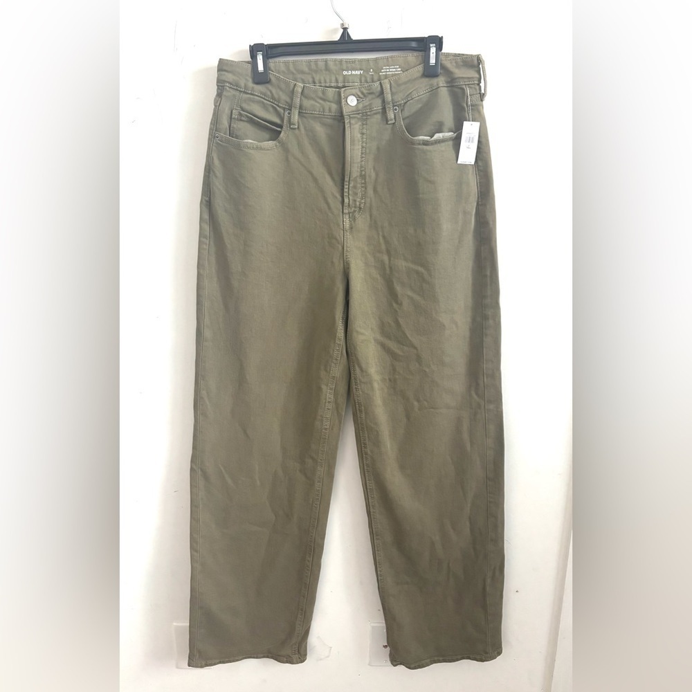 OLD NAVY JEANS EXTRA HIGH-RISE SKY-HI WIDE LEG SECRET SMOOTH POCKETS GREEN SZ 2T